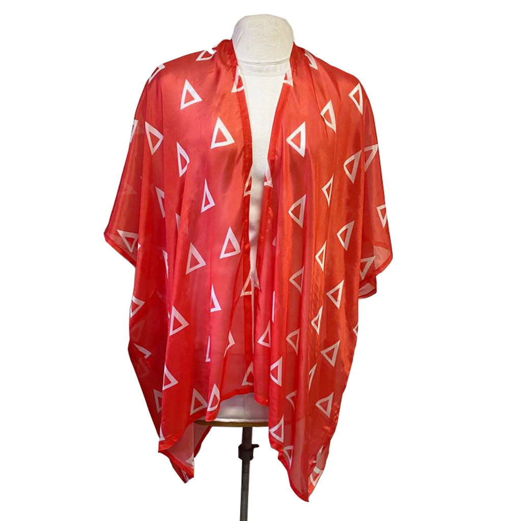 Delta Sigma Theta (ΔΣΘ) Sorority Red & Black   Kaftan/ Wrap/ Tunic for Delta Sorority Women, with printed Triangle (Δ) on it, Made in India.