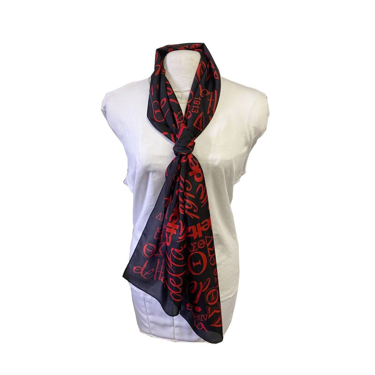 Delta Sigma Theta Silk Scarf: Black & Red Sorority Stole