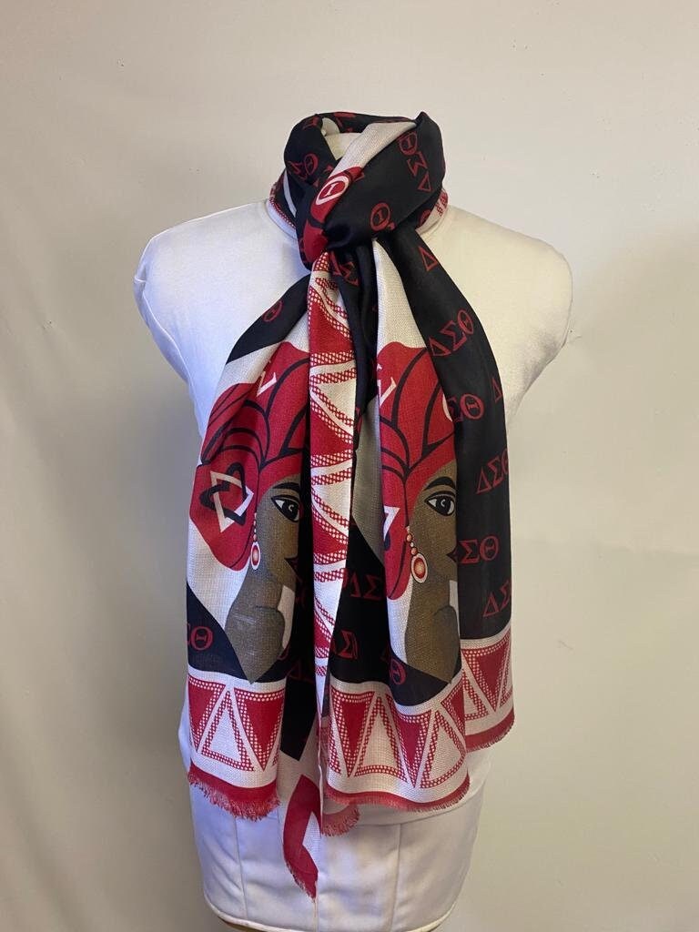 Delta Sigma Theta Sorority Modal Scarf: Red & Black Greek Stole