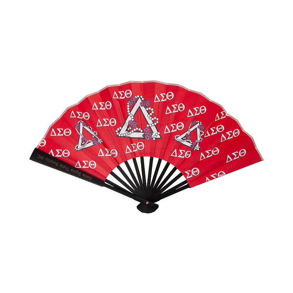 Delta Sigma Theta, Red & White Folding Paper Hand Fan, silk fabric, With Bamboo Frame, Handmade, For Women, best Gift Item!