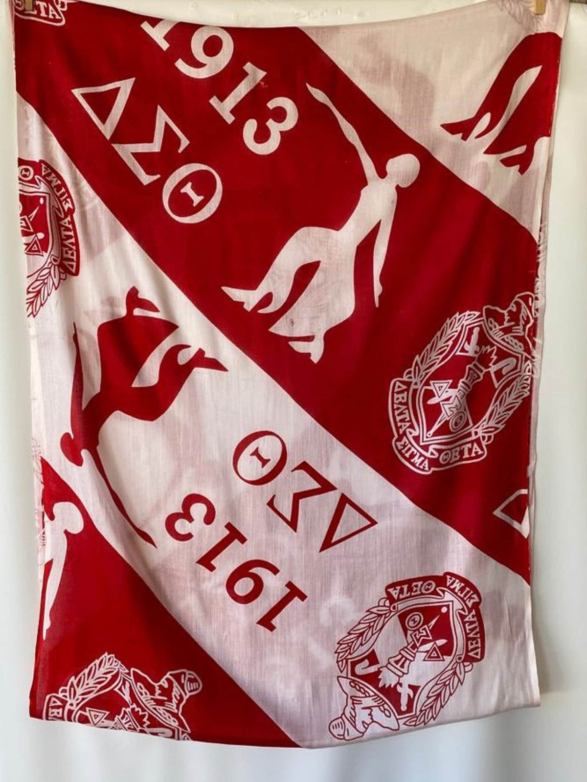 Delta Sigma Theta (ΔΣΘ) Sorority Rayon Infinity Scarf/ muffler/ Wrap around/ Stole/ Boho/ Shawl/ Red & White Color, For Women, Made in India