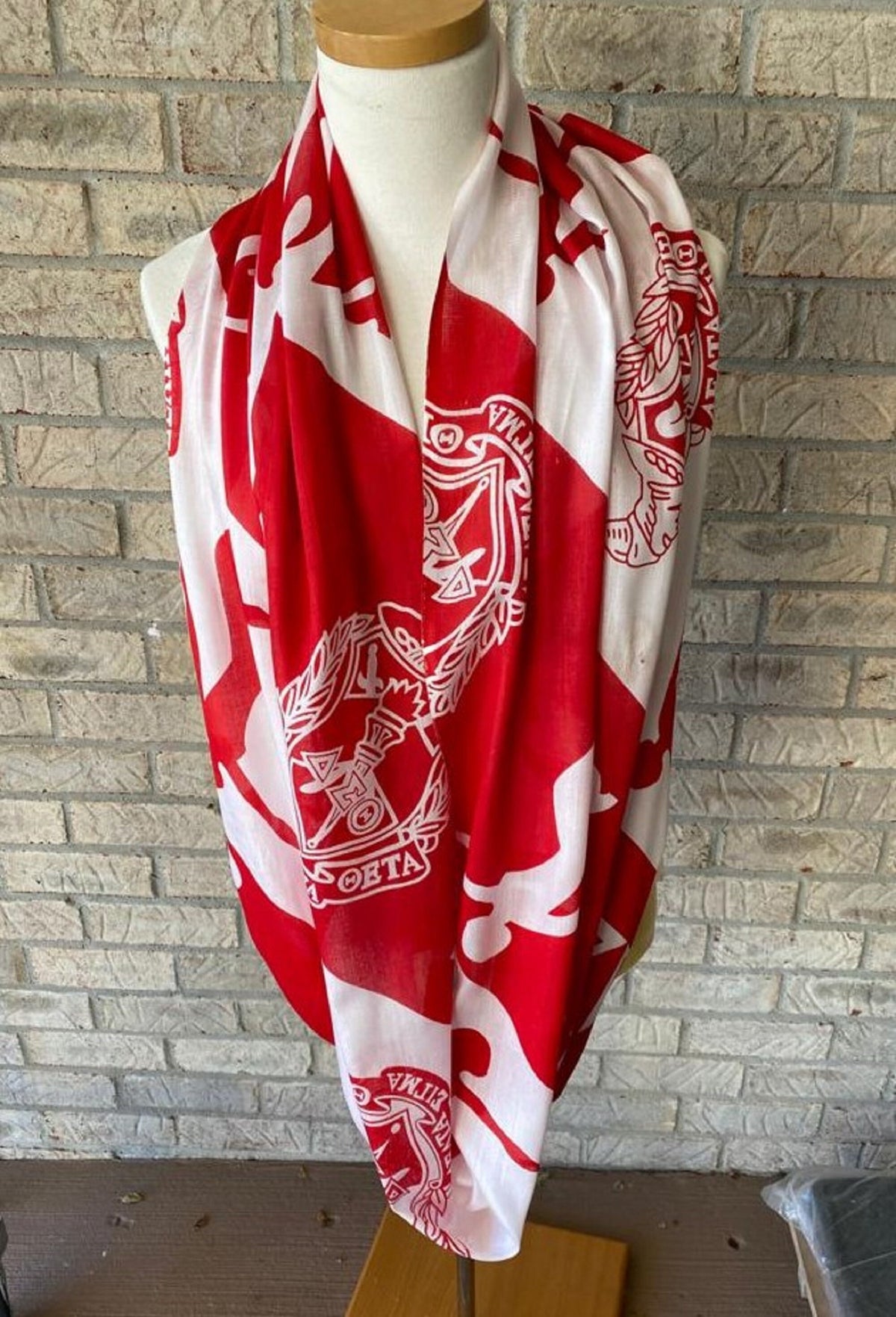Delta Sigma Theta (ΔΣΘ) Sorority Rayon Infinity Scarf/ muffler/ Wrap around/ Stole/ Boho/ Shawl/ Red & White Color, For Women, Made in India
