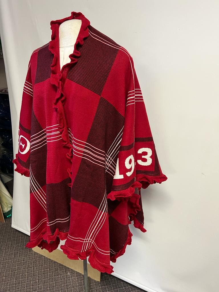 Delta Sigma Theta DST Red & Black, Cozy Wrap/cape/shrug/poncho with Greek letters printed on sleeves, For Women.