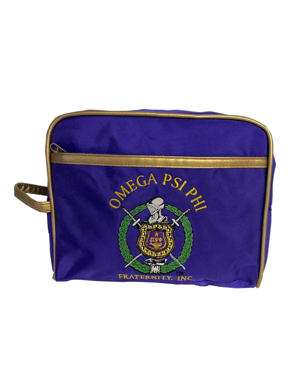 Omega Psi Phi Fraternity Royal Purple & Old Gold Toiletry Bag/ Shaving/ Travel Kit Polyester PVC Coated, For Men-  'Authorized Vendor'