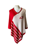 Delta Sigma Theta ΔΣΘ Red & White Knitted Poncho/Cape -V neck poncho For Women.