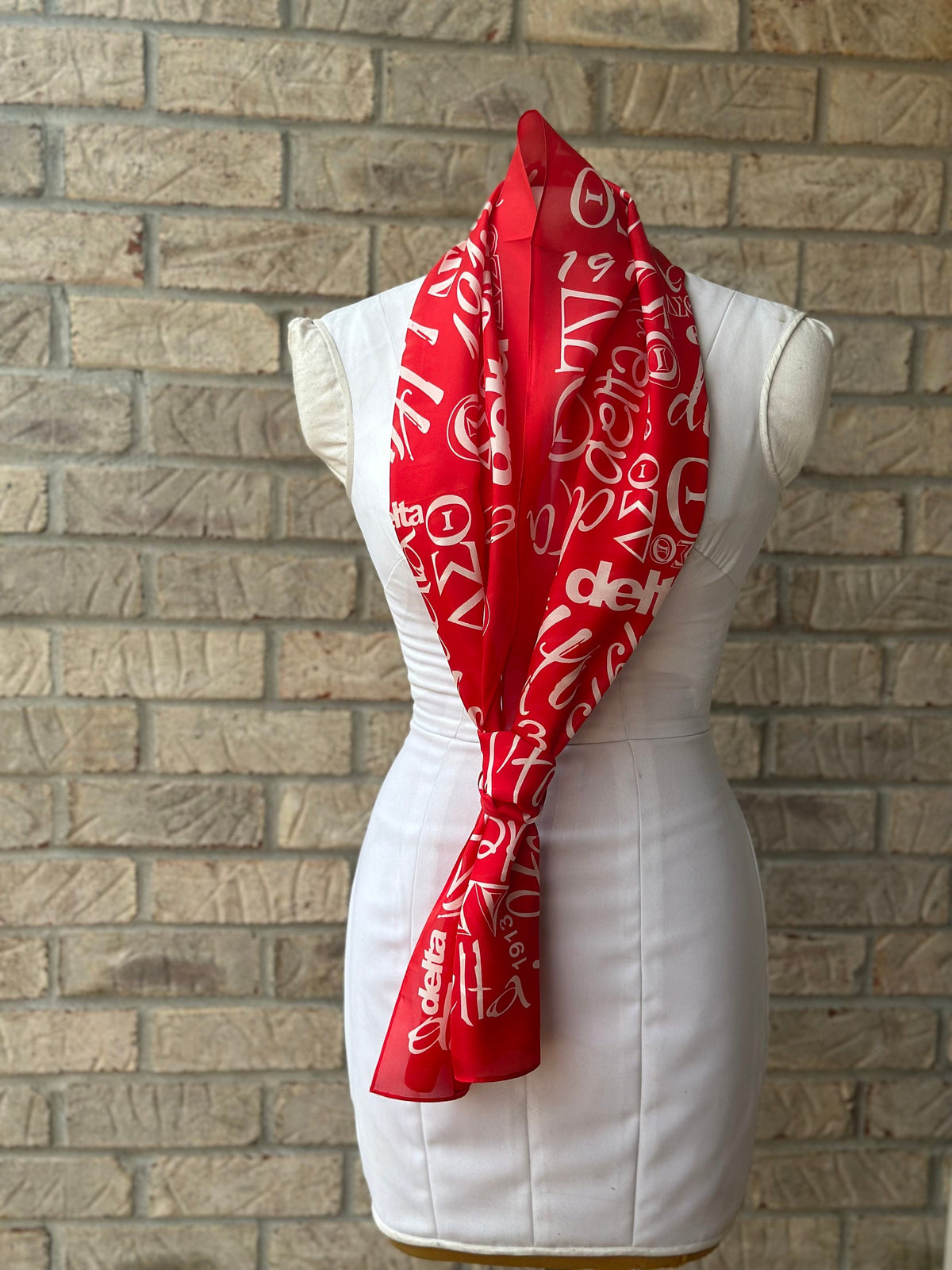 Delta Sigma Theta (ΔΣΘ) Sorority Long Silk Oblong Scarf/ muffler/Wrap around/ Stole/ Boho/Shawl Red  Color, For Women, Made in India