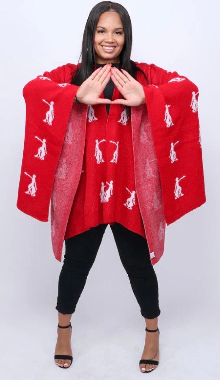 Delta Sigma Theta DST FORTITUDE LADY Print Red & White, Cozy Wrap/cape/shrug/poncho For Women,Size Fits All, Stylish.