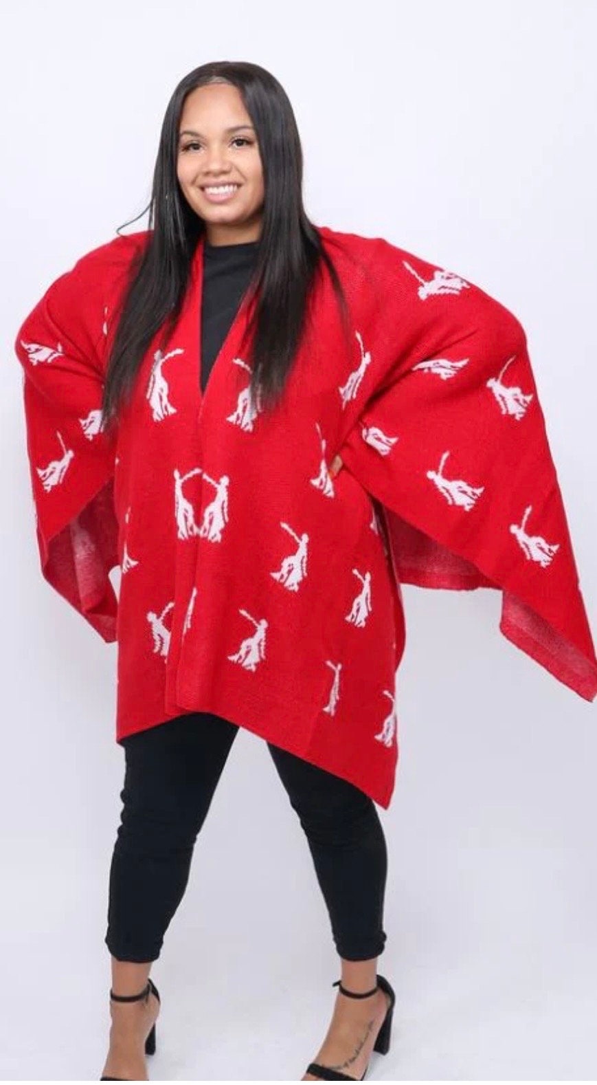 Delta Sigma Theta DST FORTITUDE LADY Print Red & White, Cozy Wrap/cape/shrug/poncho For Women,Size Fits All, Stylish.