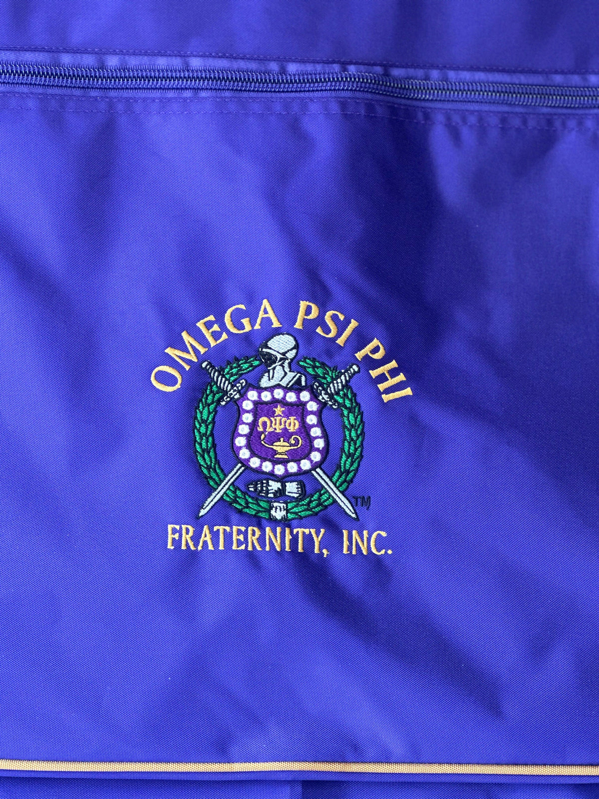 Omega Psi Phi Fraternity Polyester PVC Coated Garment Bag for travelling- suitable for all sort of clothing & accessories