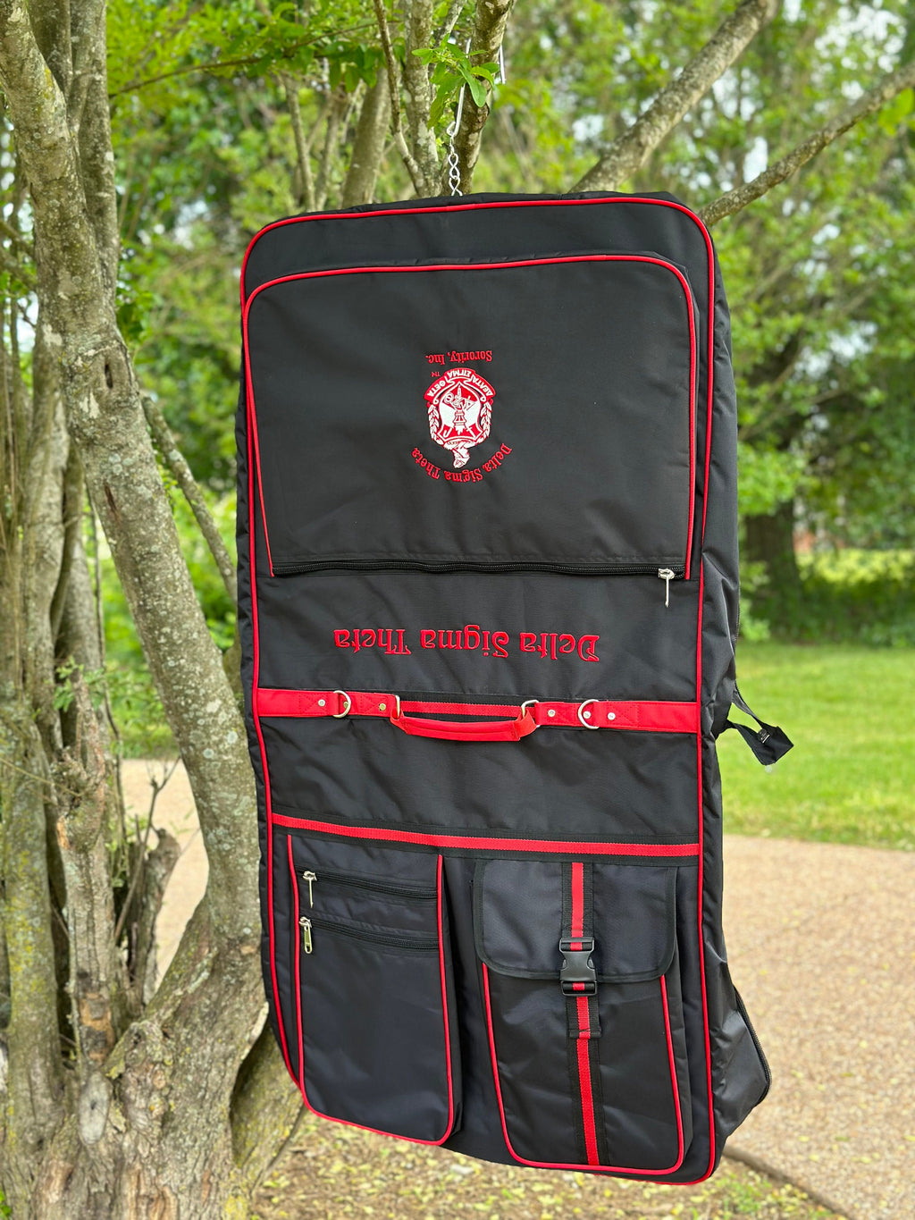 Delta Sigma Theta (DST) Sorority Polyester PVC Coated Garment Bag for travelling- suitable for all sort of clothing & accessories.