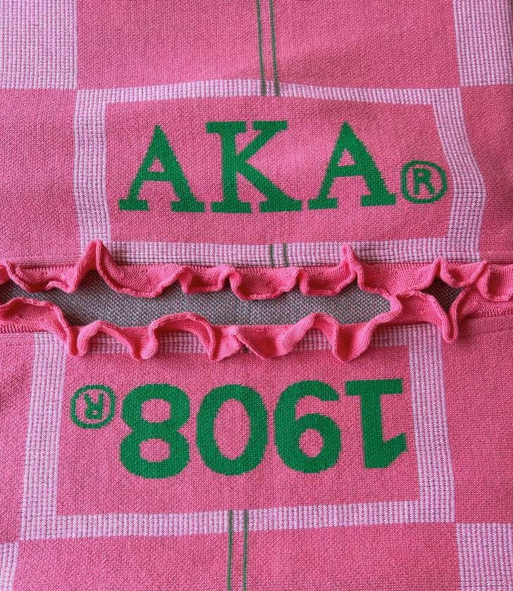 Alpha Kappa Alpha Pink & Green, Cozy Wrap/cape/shrug/poncho with Greek letters printed on sleeves, For Women.