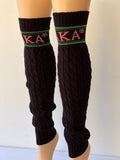 Alpha Kappa Alpha (AKA) Sorority Pink & Black Color hand Knitted Leg Warmers, Warm Socks In Autumn And Winter For Women, Made in India.
