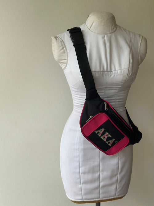 Alpha Kappa Alpha  (AKA) Sorority - Rexene/ Leatherette Fanny pack- perfect waist pack for travel- Adjustable Strap for waist