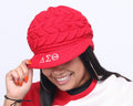Delta Sigma Theta (ΔΣΘ) Sorority Red and Black color Acrylic woolen Cap/Winter hat with Greek letters on it, Reusable & Washable