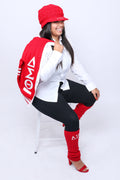 Delta Sigma Theta (DST) Sorority Red and Black Color hand Knitted Leg Warmers, Warm Socks In Autumn And Winter For Women, Made in India.
