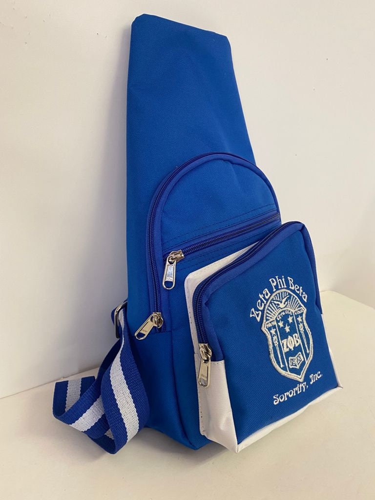 Zeta Phi Beta (ZOB) Sorority, 1 Shoulder Crossbody Sling/Shoulder bag with USB Port Embroidered Organizational Shield in Front Made in India