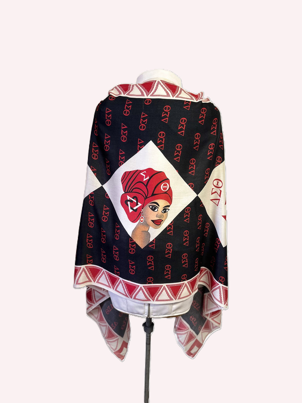 Delta Sigma Theta (ΔΣΘ) Sorority Long Modal Scarf/ muffler/ Wrap around/ Stole/ Boho/ Shawl /Red, White & Black Color, Women, Made in India