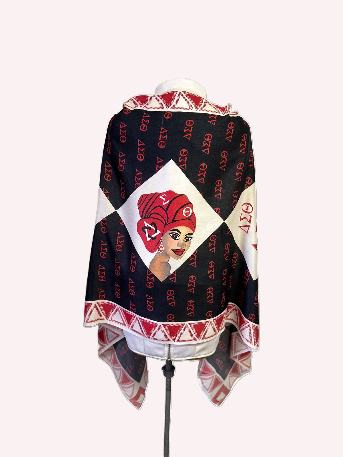 Delta Sigma Theta (ΔΣΘ) Sorority Long Modal Scarf/ muffler/ Wrap around/ Stole/ Boho/ Shawl /Red, White & Black Color, Women, Made in India