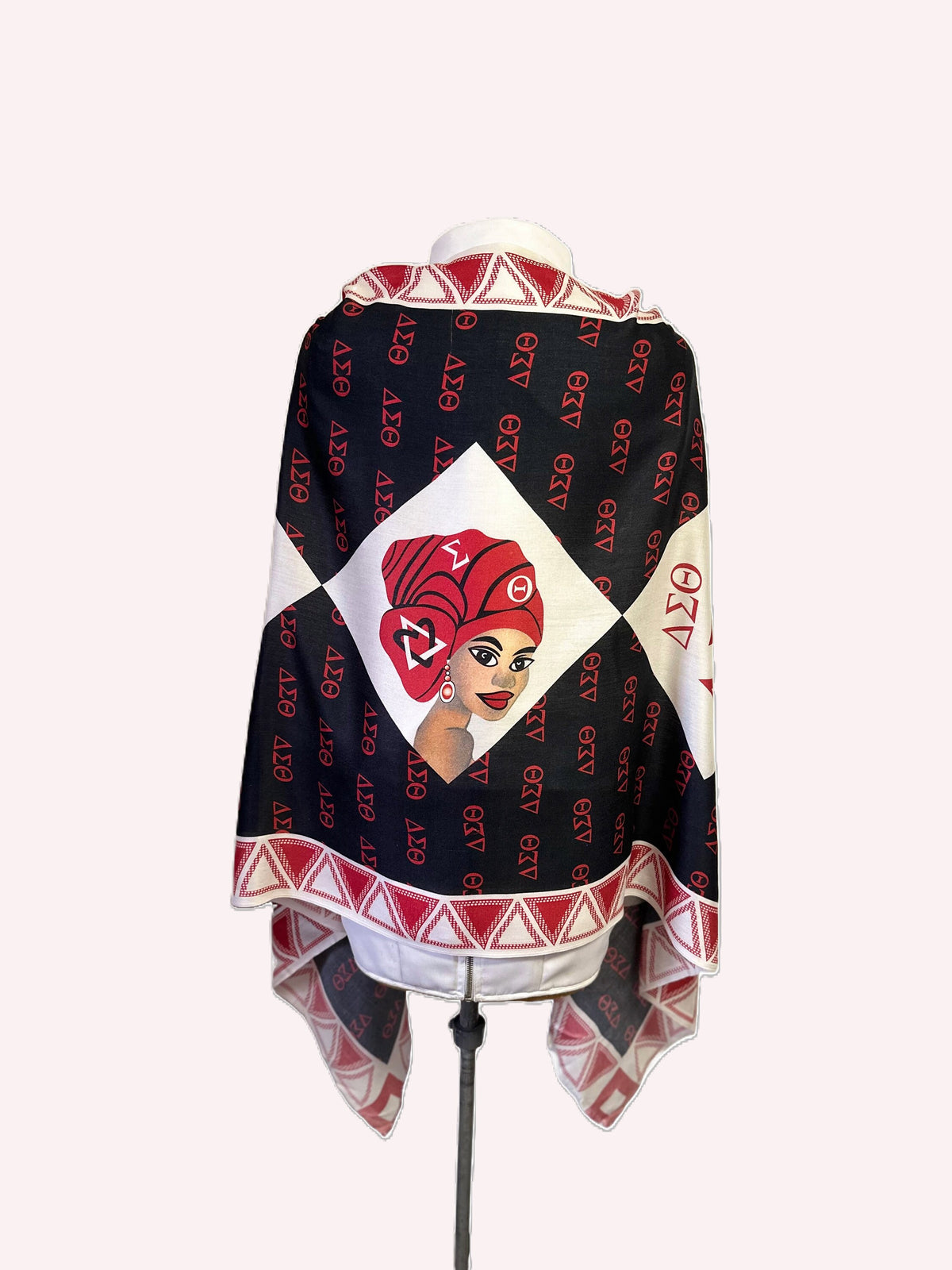 Delta Sigma Theta Sorority Modal Scarf: Red & Black Greek Stole