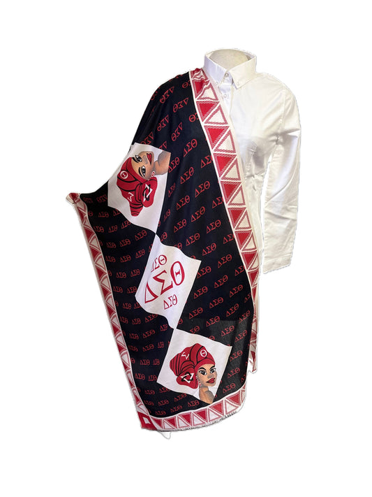 Delta Sigma Theta Sorority Modal Scarf: Red & Black Greek Stole