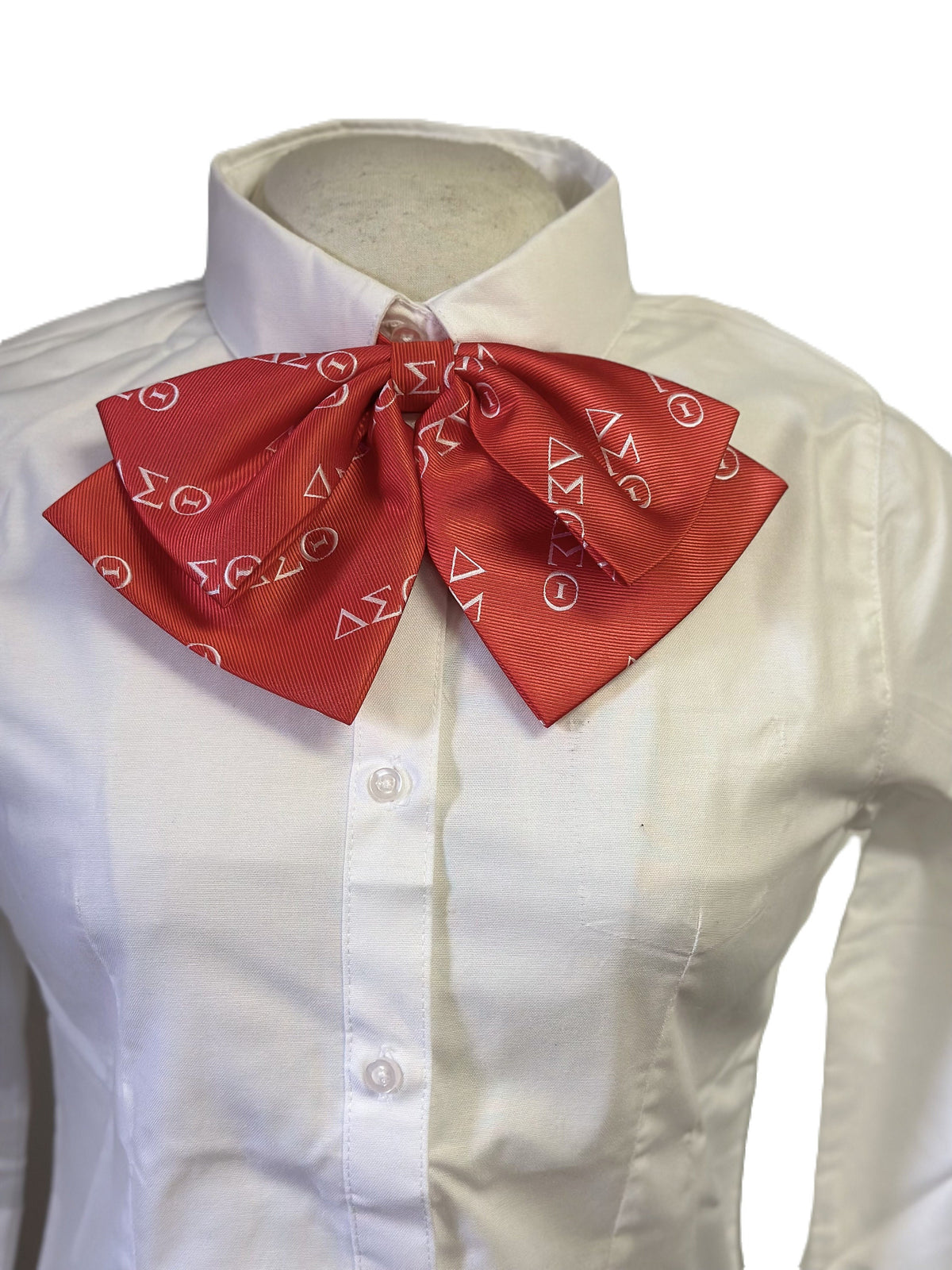 Delta Sigma Theta Bow Tie: Red & White Polyester Neck Accessory