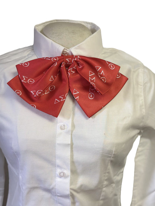 Delta Sigma Theta Bow Tie: Red & White Polyester Neck Accessory