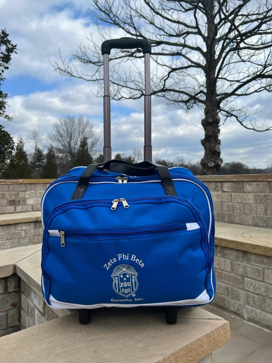 Zeta Phi Beta Laptop Trolley Bag: Blue & White Cabin Luggage