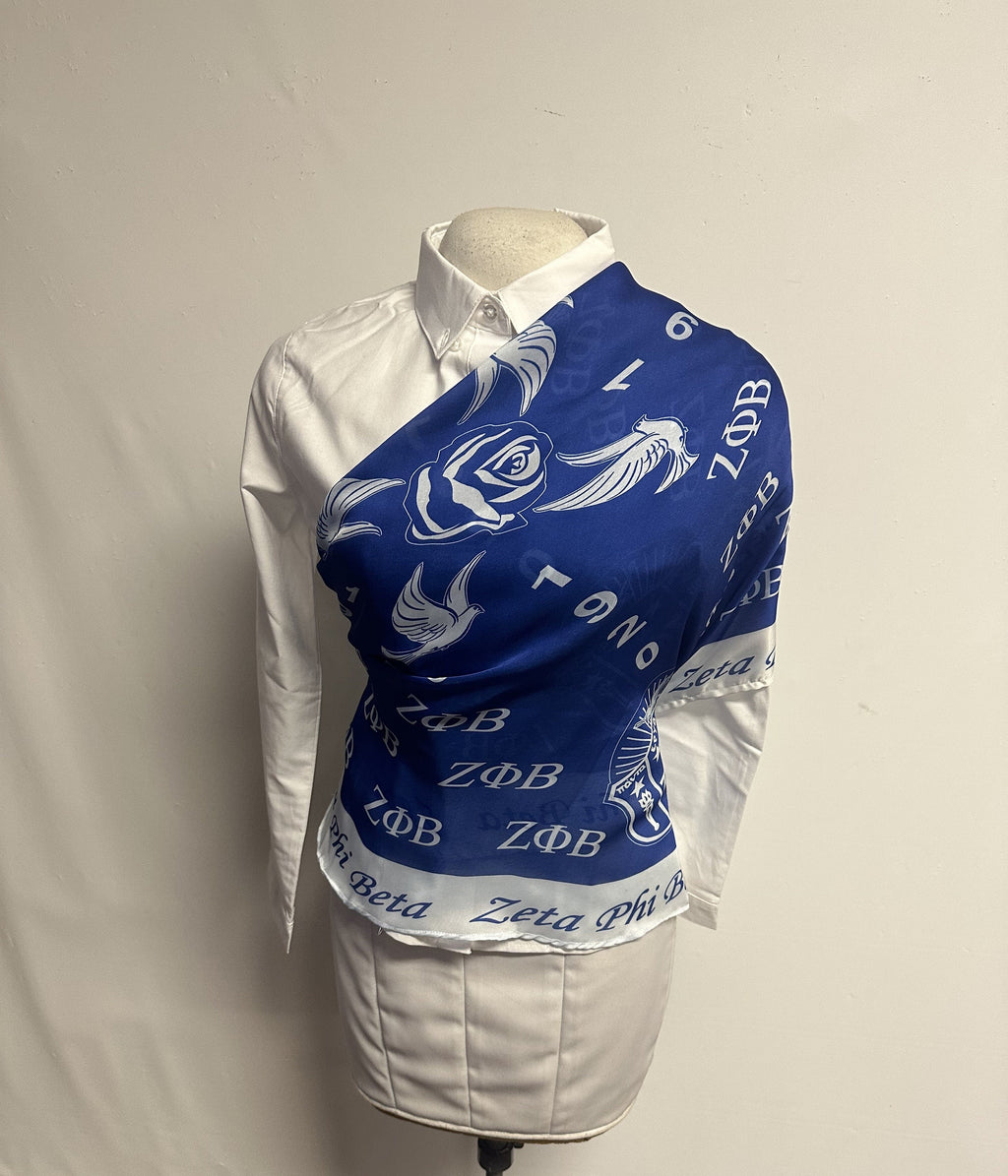 Zeta Phi Beta (ZOB) Sorority Long Oblong Scarf/ muffler/Wrap around/ Stole/ Boho/Shawl Blue Color, For Women, Made in India