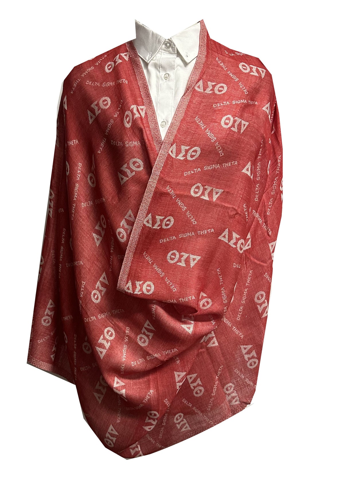 Delta Sigma Theta (ΔΣΘ) Sorority Reversible Shawl/Scarf/ muffler/Wrap around/ Stole/ Boho with DST Letters Red  Color, For Women
