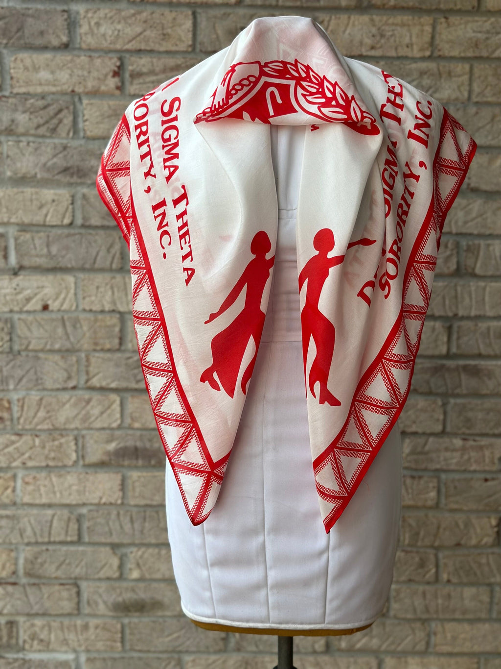Delta Sigma Theta (ΔΣΘ) Sorority Square Viscose Scarf/ muffler/Wrap around/ Stole/ Boho/Shawl Red  Color, For Women, Made in India