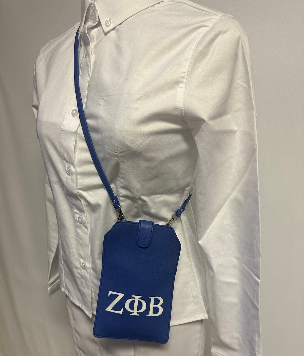 Zeta Phi Beta  (ZOB) Blue color Sling/Shoulder Bag with Phone Holder For Women, Made in India