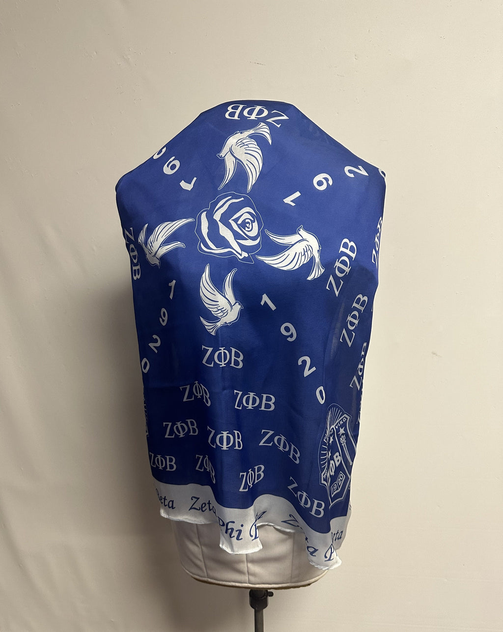Zeta Phi Beta (ZOB) Sorority Long Oblong Scarf/ muffler/Wrap around/ Stole/ Boho/Shawl Blue Color, For Women, Made in India