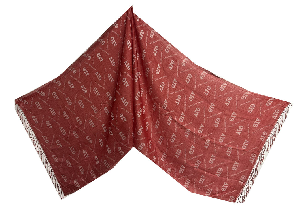 Delta Sigma Theta (ΔΣΘ) Sorority Reversible Shawl/Scarf/ muffler/Wrap around/ Stole/ Boho with DST Letters Red  Color, For Women