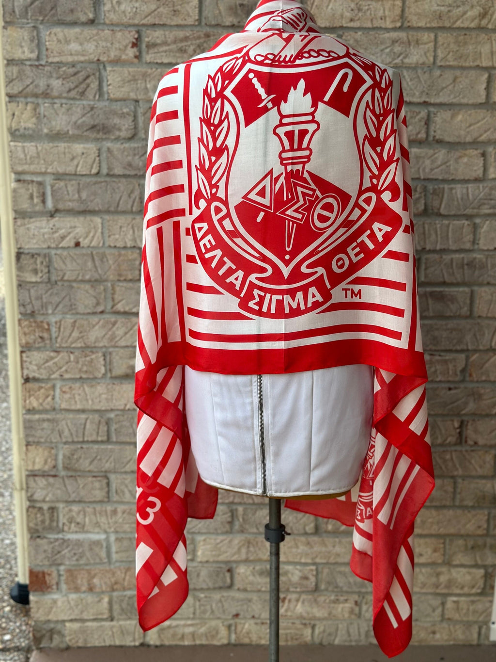 Delta Sigma Theta (ΔΣΘ) Sorority Strip Scarf/ muffler/Wrap around/ Stole/ Boho/Shawl /Red & White Color, For Women, Made in India