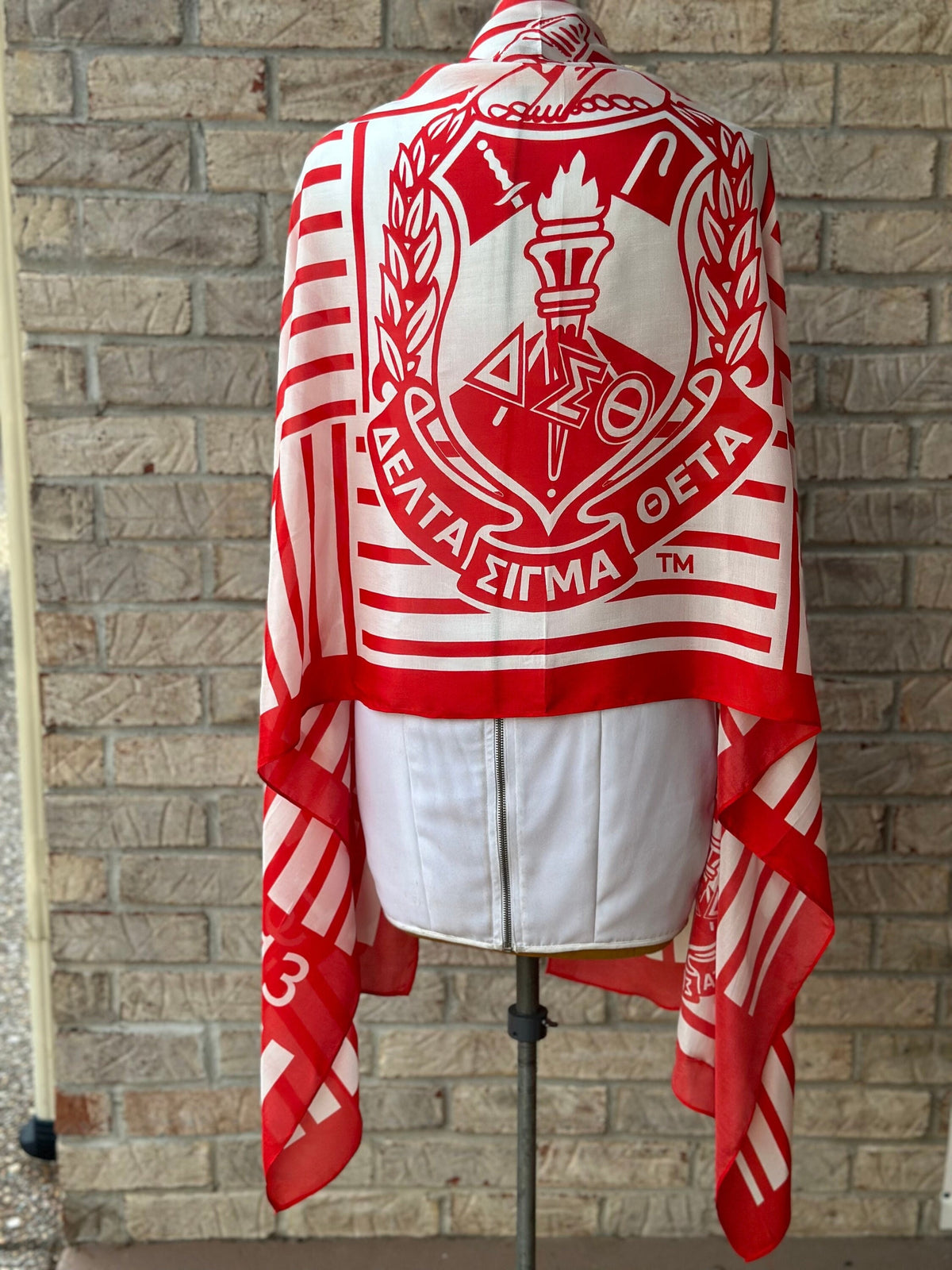 Delta Sigma Theta (ΔΣΘ) Sorority Strip Scarf/ muffler/Wrap around/ Stole/ Boho/Shawl /Red & White Color, For Women, Made in India