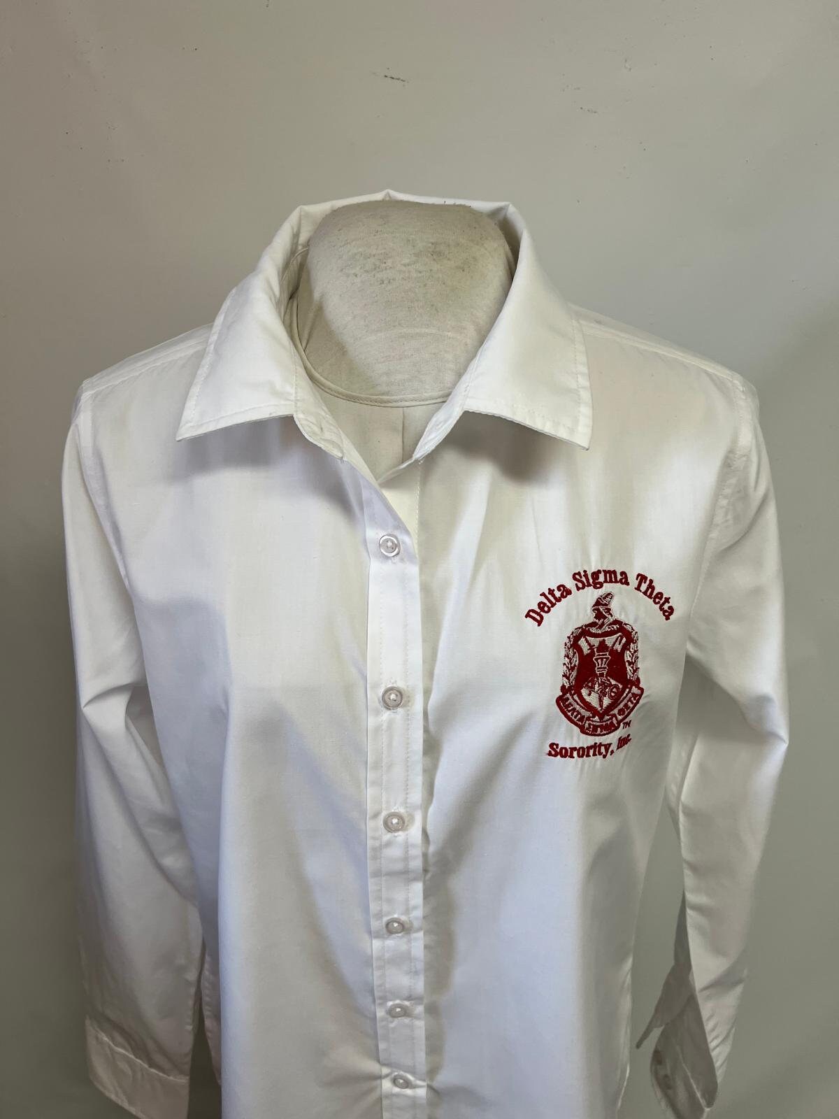 Delta Sigma Theta (DST) White shirt with  Shield - Classic Apparel for the Elegant Delta Woman!