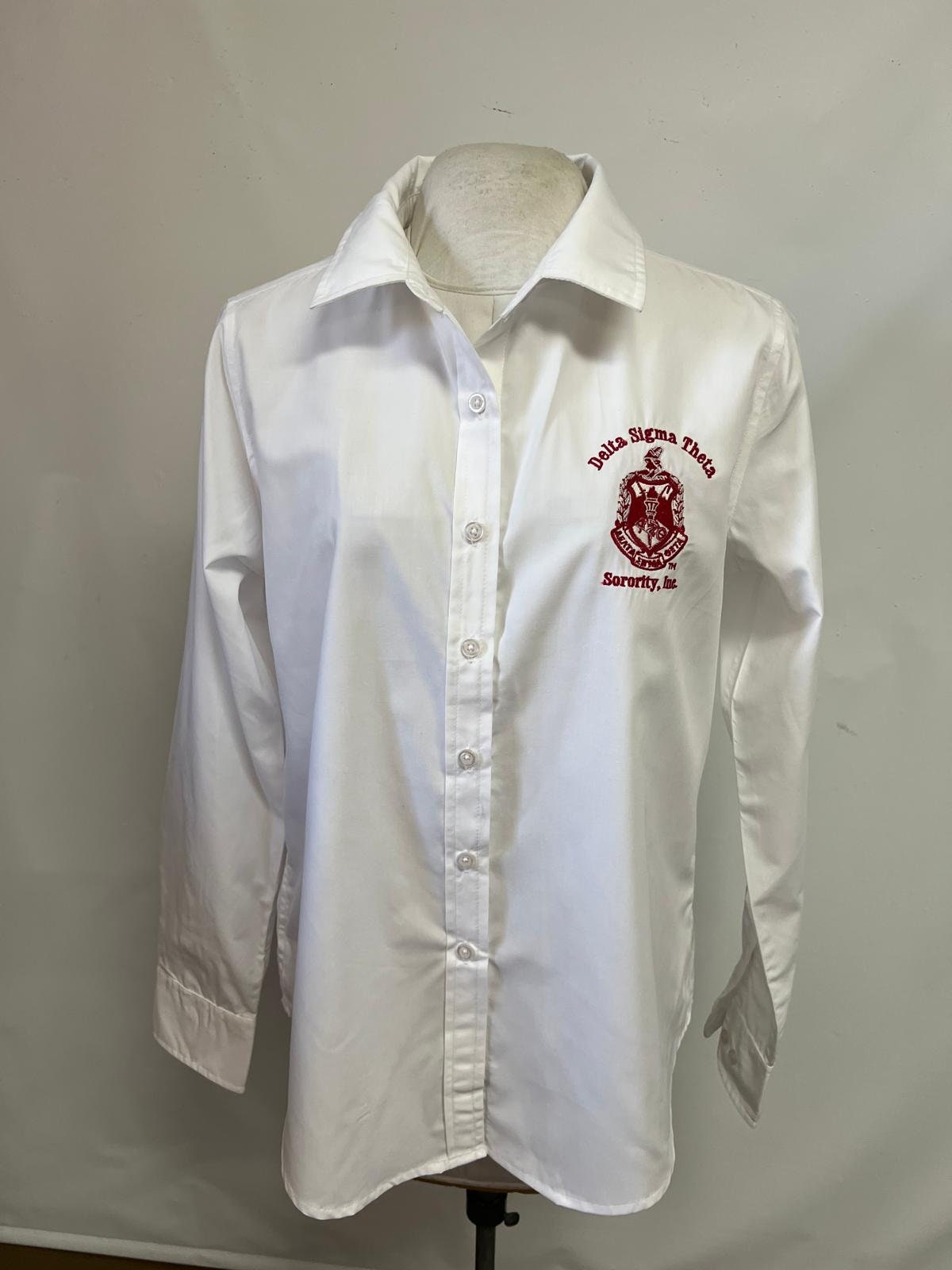Delta Sigma Theta (DST) White shirt with  Shield - Classic Apparel for the Elegant Delta Woman!