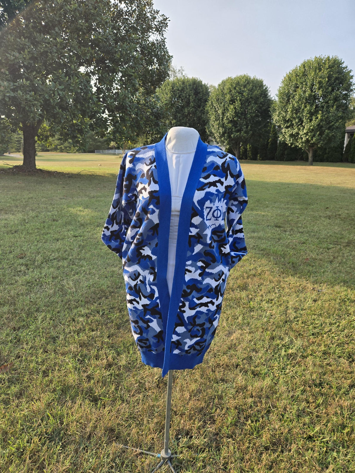 Zeta Phi Beta (ZOB) Camo Sweater/Cardigan for Zeta soror- stay warm in Style this WINTER- Exclusive Item for this winter!