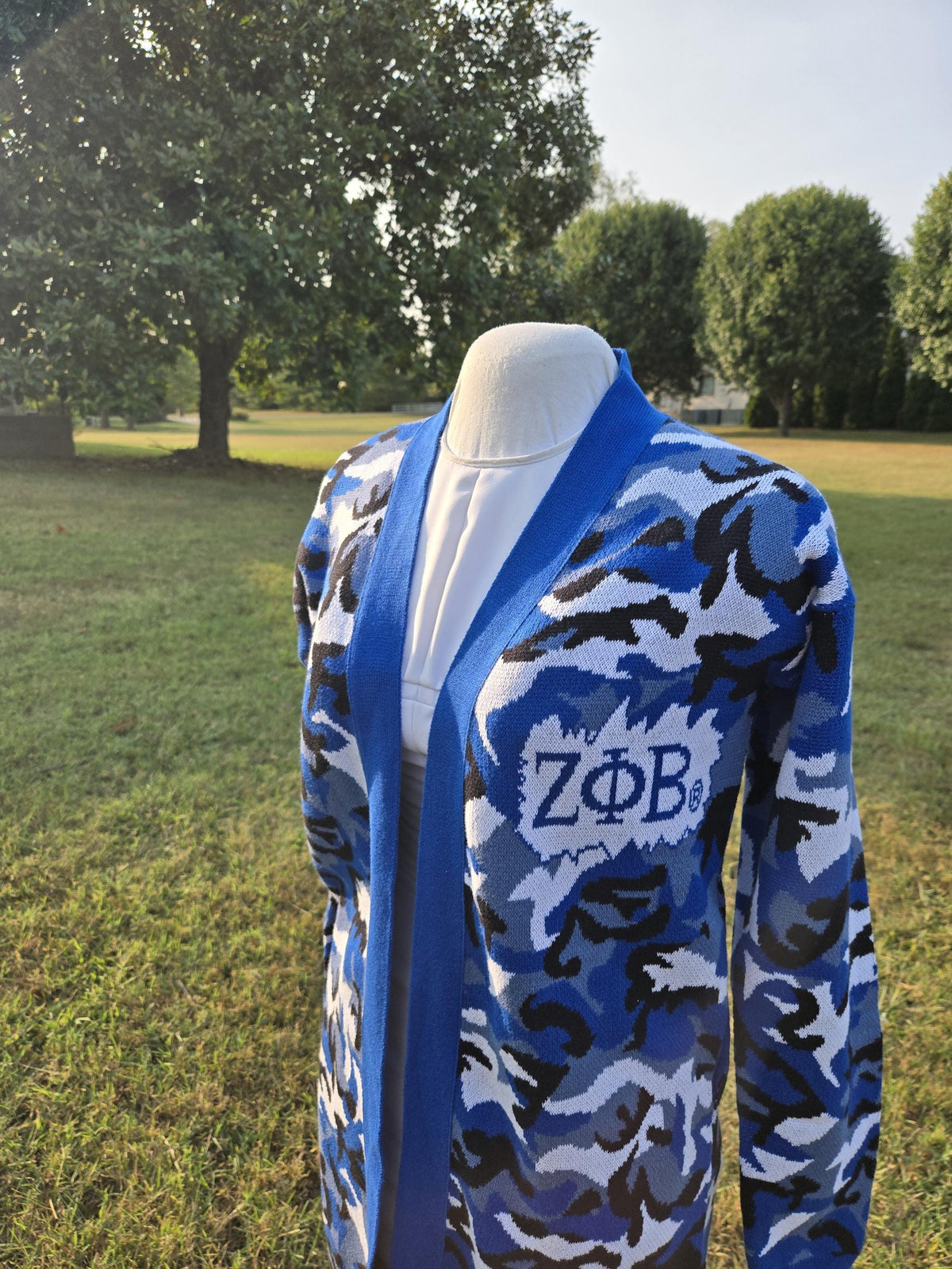 Zeta Phi Beta (ZOB) Camo Sweater/Cardigan for Zeta soror- stay warm in Style this WINTER- Exclusive Item for this winter!
