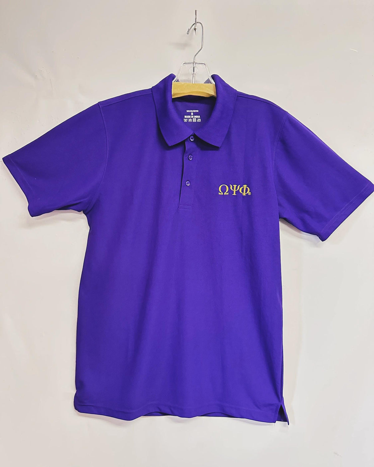 Omega Psi Phi (ΩΨΦ) Fraternity, Purple Polyester Polo T-Shirt for Men