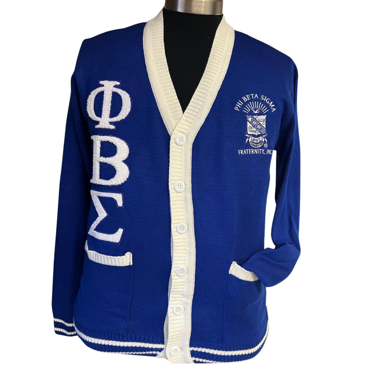 Phi Beta Sigma (ΦΒΣ) Blue, Grey & White, 3 letter Sweater/Cardigan for stay warm in Style this WINTER- Exclusive Item for this winter!