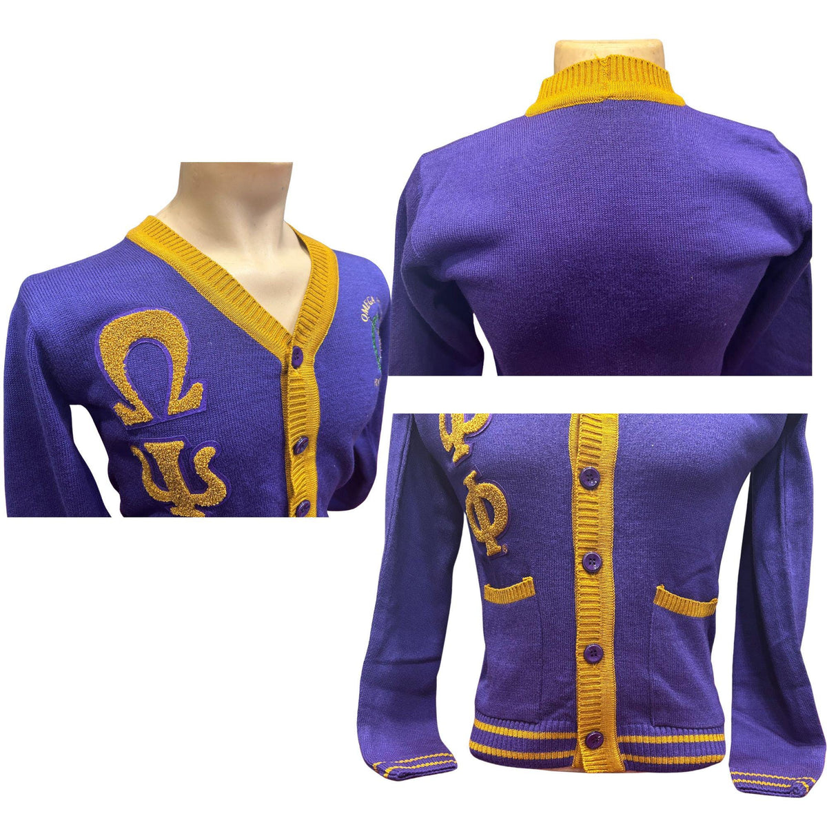 Omega Psi Phi (ΩΨΦ) Fraternity, Purple & Old gold Sweater/Cardigan- stay warm in Style