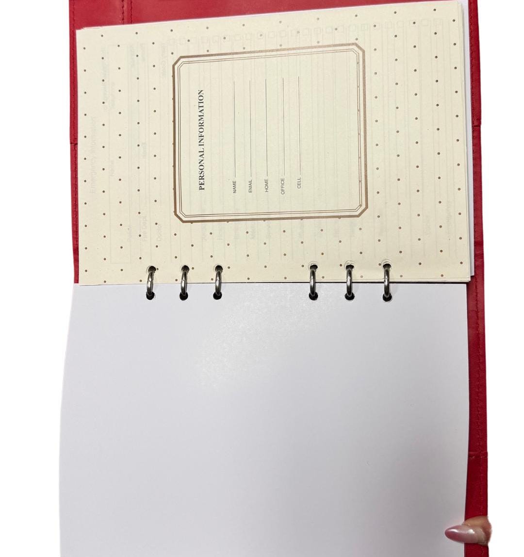 Delta Sigma Theta (ΔΣΘ) Sorority Refill for Leather Planner with calendar- organizational shield print on front Red Color 2025