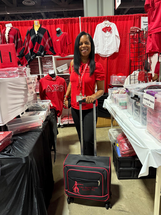 Delta Sigma Theta Laptop Trolley Bag: Red & Black Sorority Travel Luggage