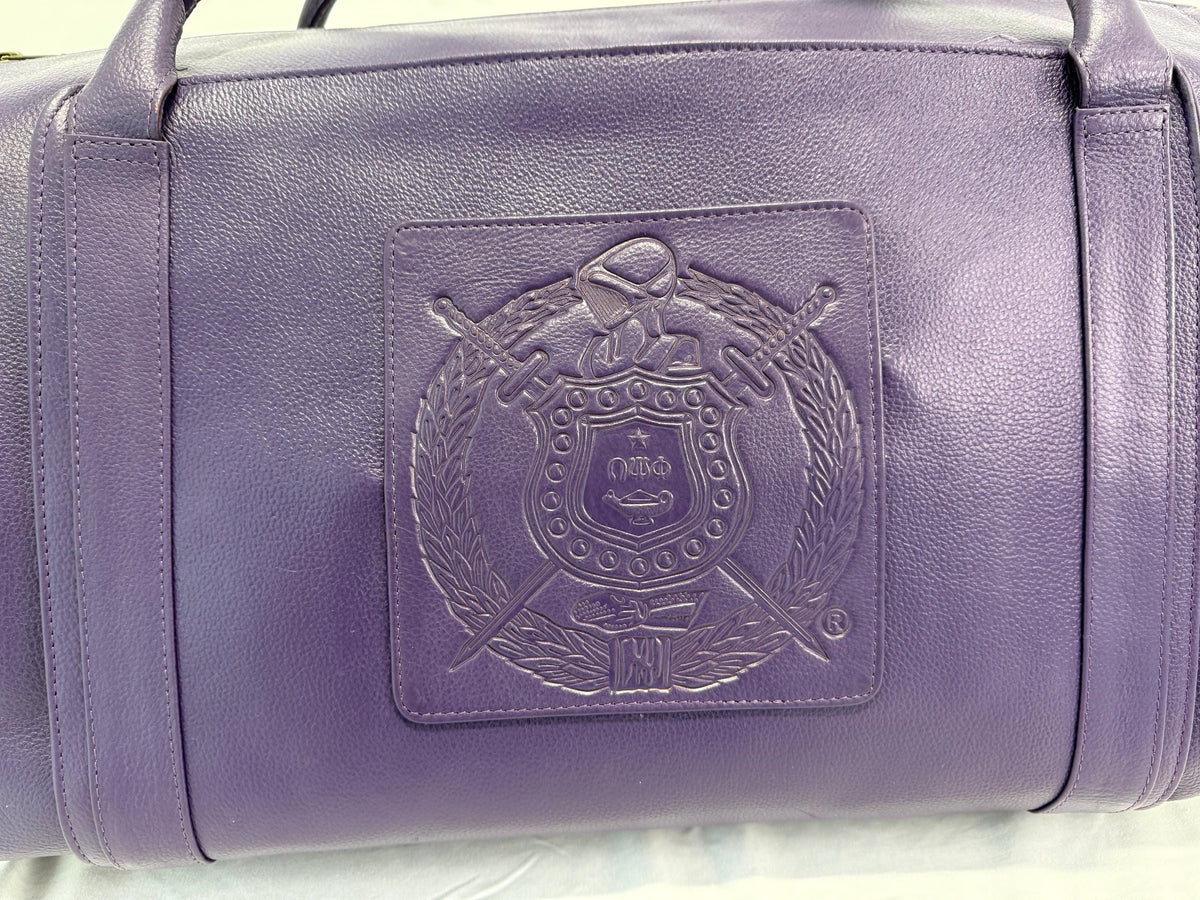 Omega Psi Phi Leather Garment Duffel Bag: Travel in Legacy