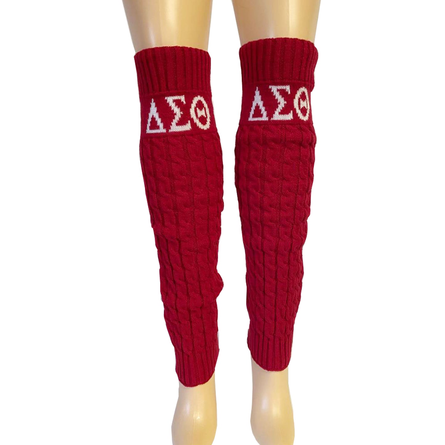 orority Red Color hand Knitted Leg Warmers