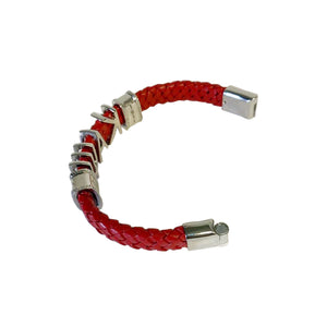 Crimson Color braided leather Bracelet