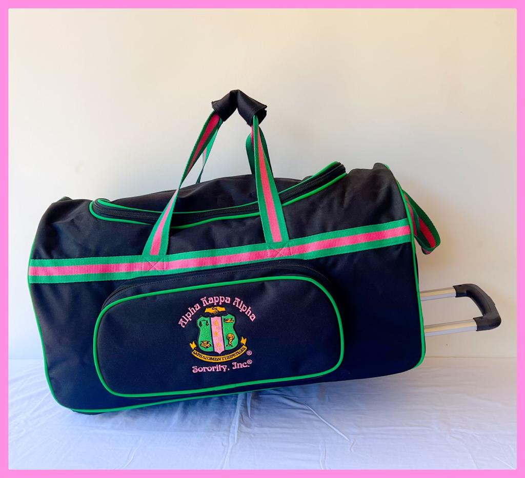 Alpha Kappa Alpha (AKA) Sorority Black & Pink color Trolley/ Duffle/ Luggage Bag for travelling.