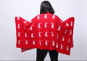 DST Red & White Cozy Wrap for women