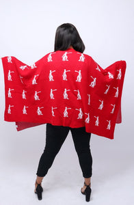 DST Red & White Poncho